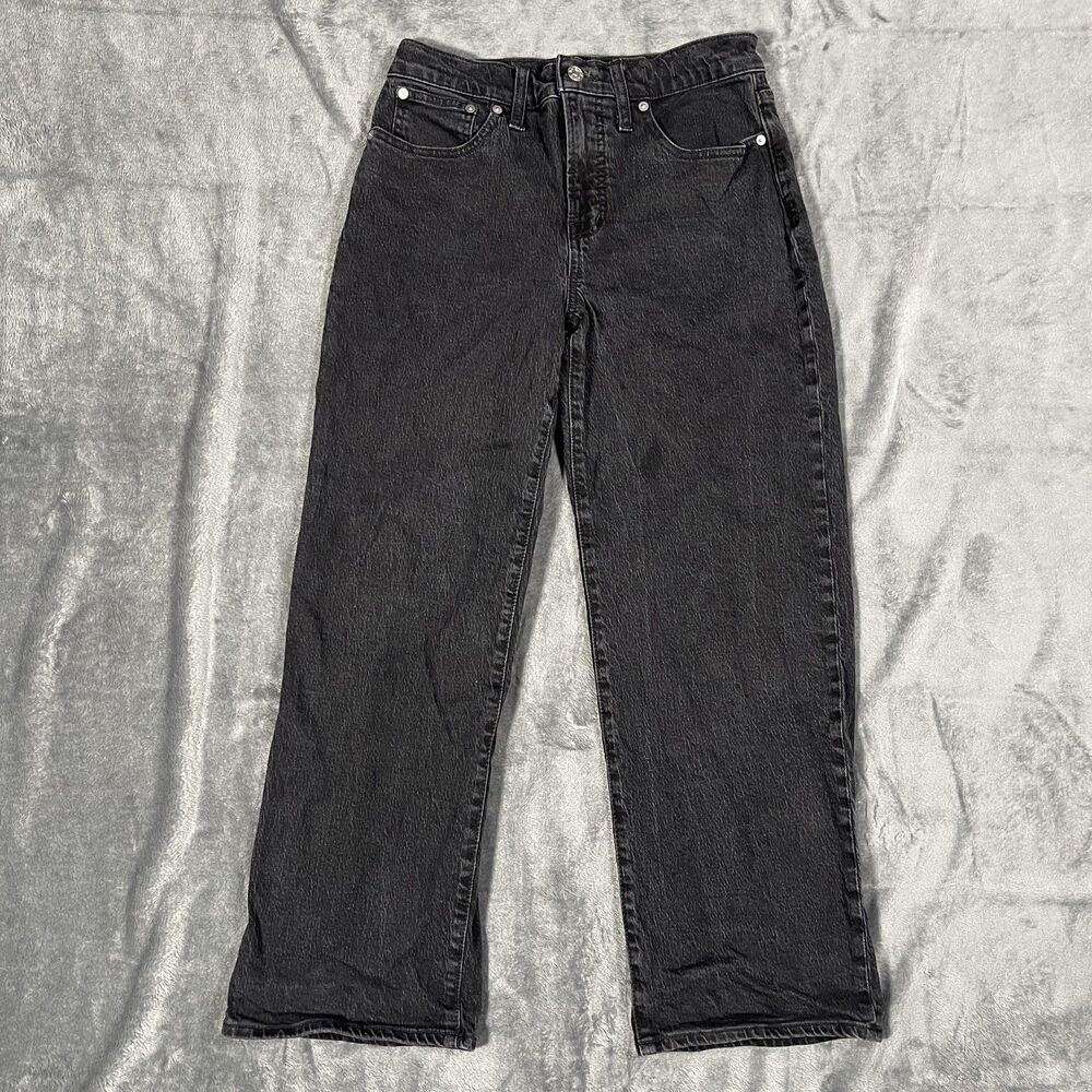 Madewell The Perfect Vintage Wide Leg Jeans Womens 28 P Black High Rise Baggy